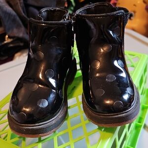 ZARA DISNEY  BABY  BLACK POLKA DOT MINNIE  MOUSE  BOOTS EUC SIZE 6